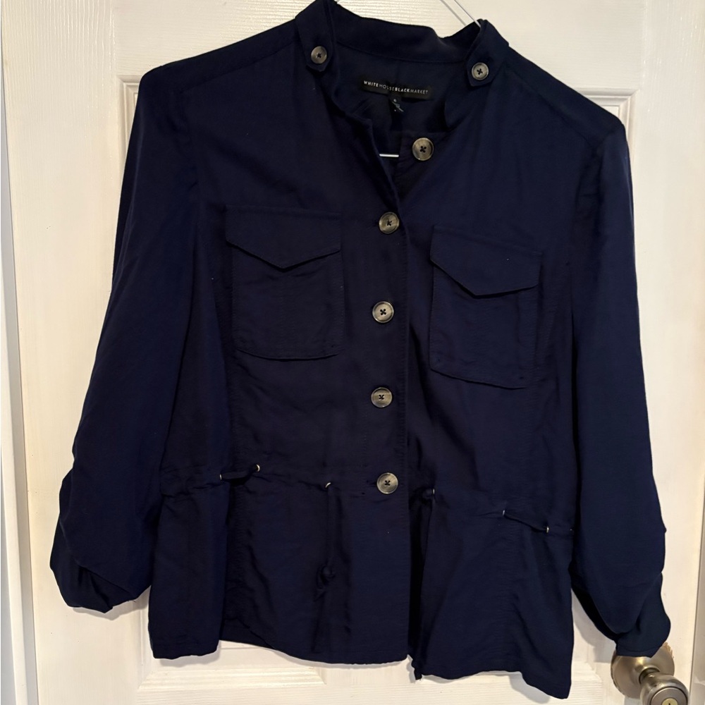 White House Black Market Dark Blue Utility Jacket